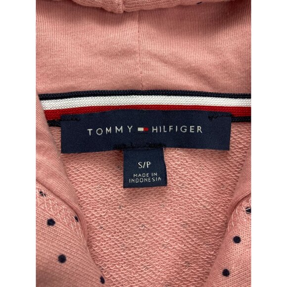 Tommy Hilfiger Women's S Blush with Navy Polka Dots Full Zip Hoodie - Picture 3 of 4